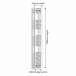 Chrome towel rail dimensions — 250mm × 1800mm
