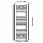 Chrome towel rail dimensions — 250mm × 600mm