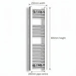 Chrome towel rail dimensions — 250mm × 800mm