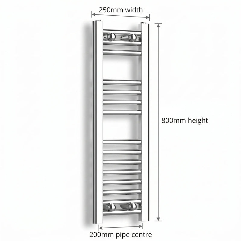 Chrome towel rail dimensions — 250mm × 800mm