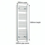 Chrome towel rail dimensions — 300mm × 1000mm