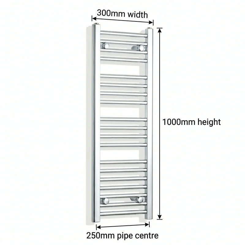Chrome towel rail dimensions — 300mm × 1000mm