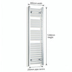 Chrome towel rail dimensions — 300mm × 1200mm