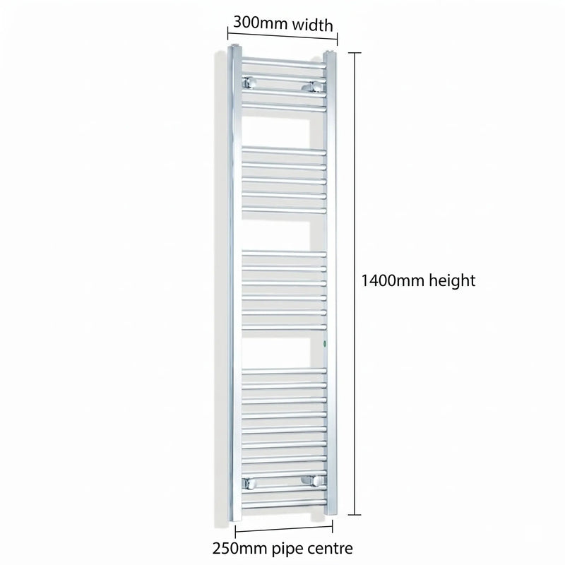 Chrome towel rail dimensions — 300mm × 1400mm