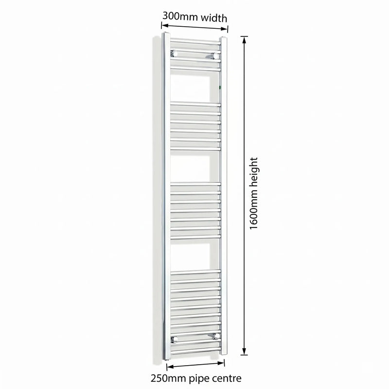 Chrome towel rail dimensions — 300mm × 1600mm