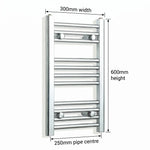 Chrome towel rail dimensions — 300mm × 600mm