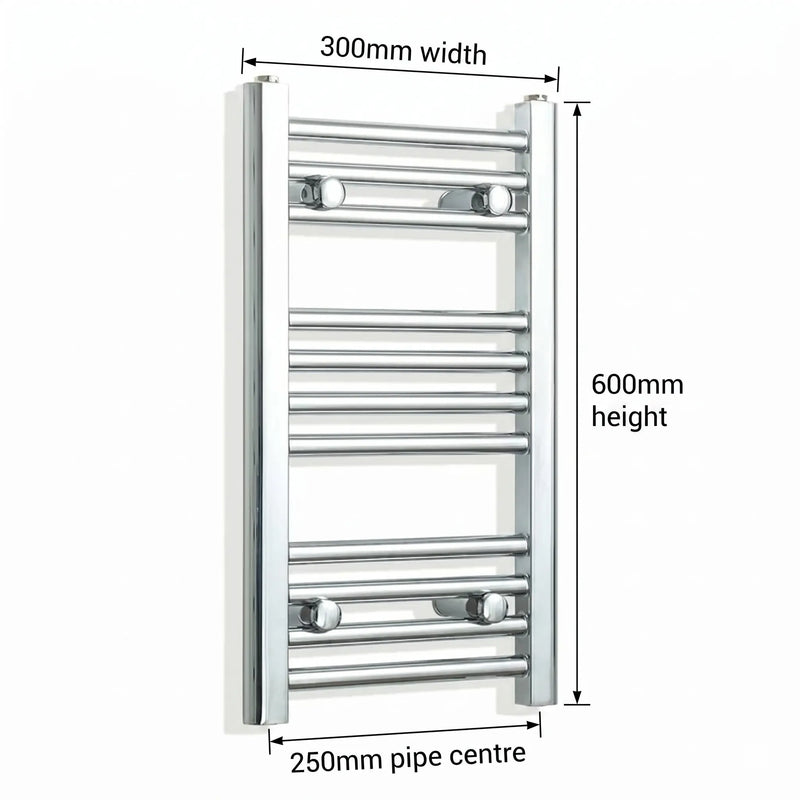 Chrome towel rail dimensions — 300mm × 600mm