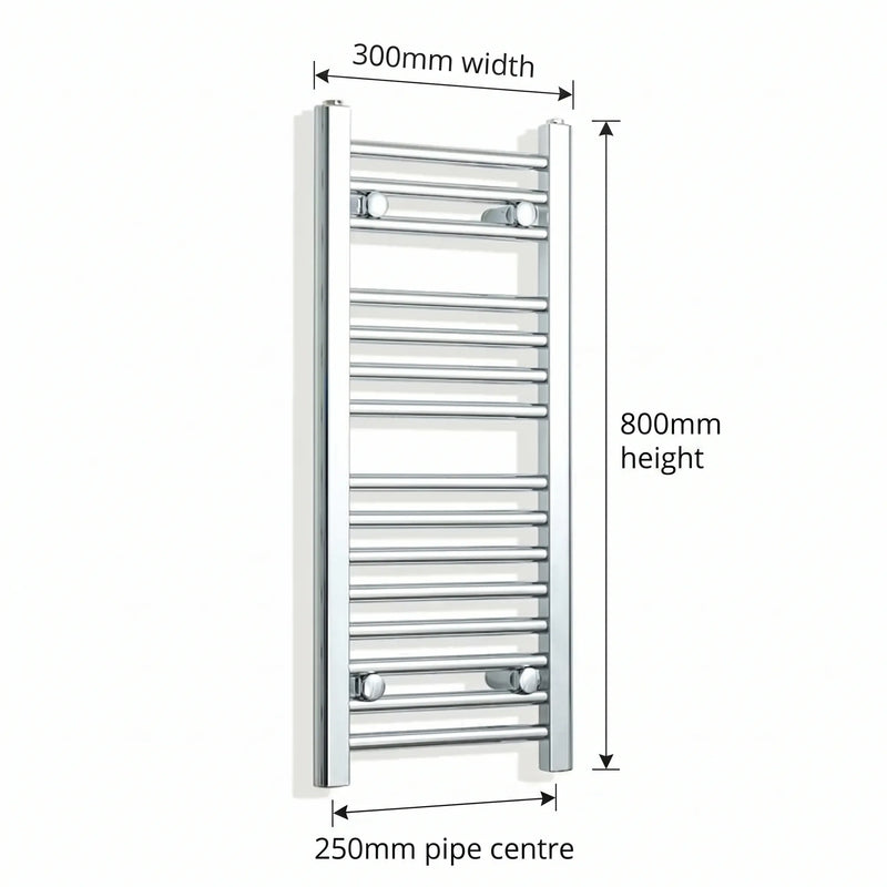 Chrome towel rail dimensions — 300mm × 800mm