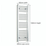 Chrome towel rail dimensions — 350mm × 1000mm