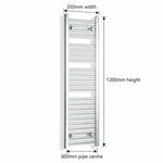 Chrome towel rail dimensions — 350mm × 1200mm
