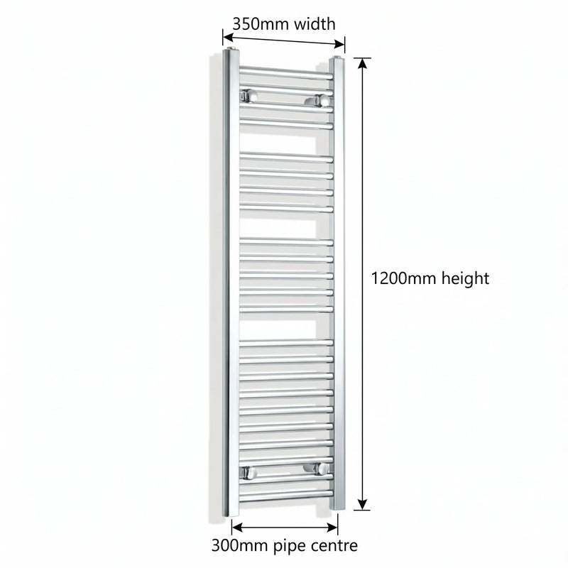 Chrome towel rail dimensions — 350mm × 1200mm