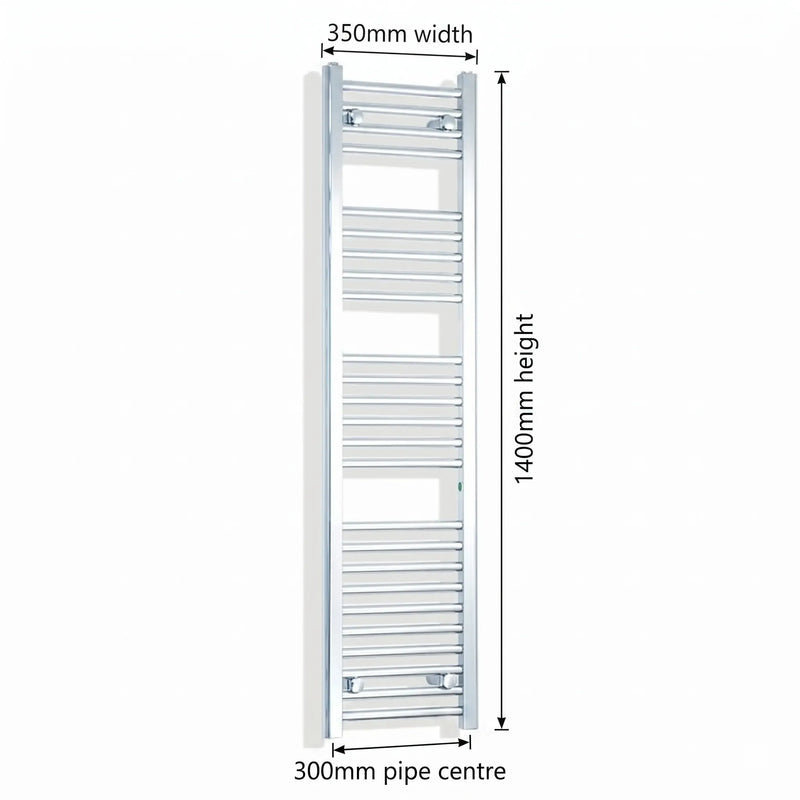 Chrome towel rail dimensions — 350mm × 1400mm