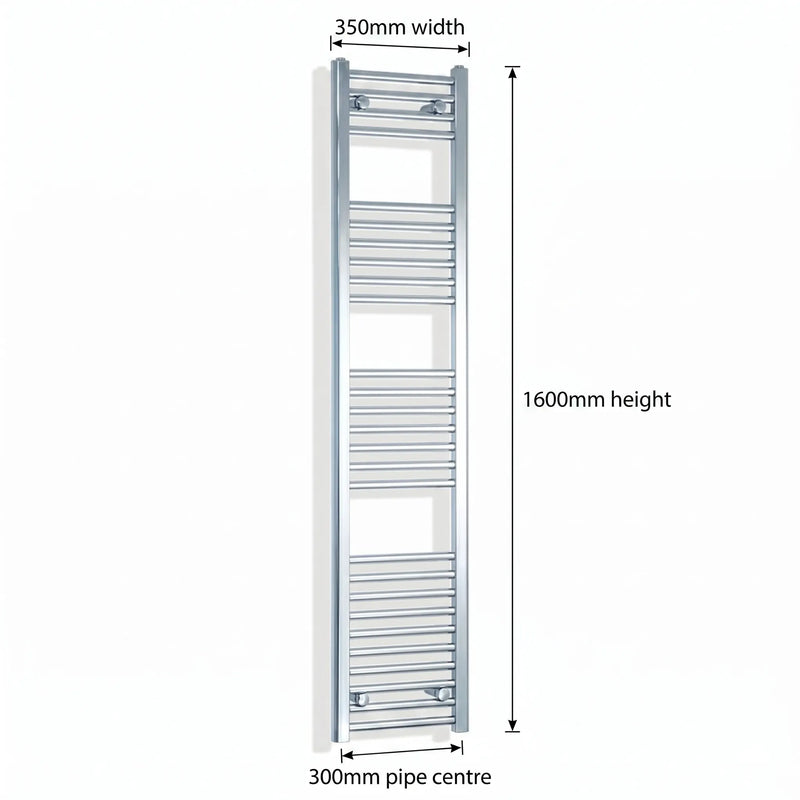 Chrome towel rail dimensions — 350mm × 1600mm