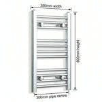 Chrome towel rail dimensions — 350mm × 600mm