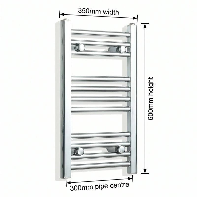 Chrome towel rail dimensions — 350mm × 600mm
