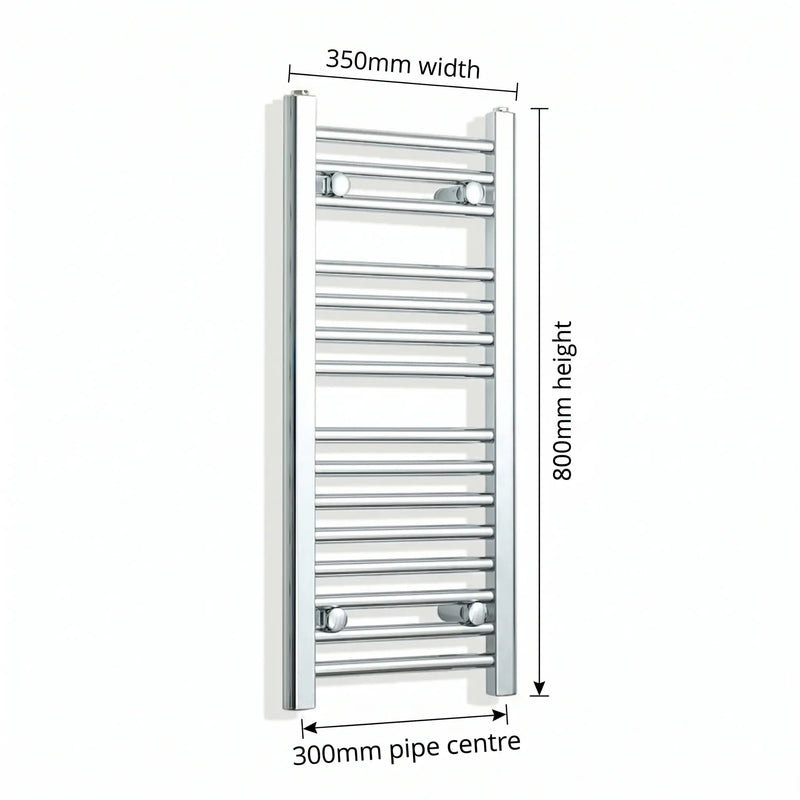 Chrome towel rail dimensions — 350mm × 800mm