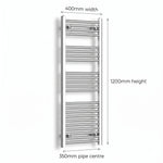 Chrome towel rail dimensions — 400mm × 1200mm