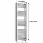 Chrome towel rail dimensions — 400mm × 1400mm