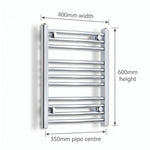 Chrome towel rail dimensions — 400mm × 600mm