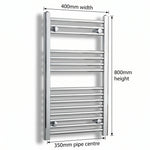 Chrome towel rail dimensions — 400mm × 800mm