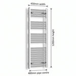 Chrome towel rail dimensions — 450mm × 1200mm