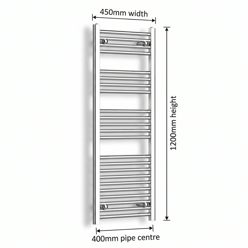 Chrome towel rail dimensions — 450mm × 1200mm