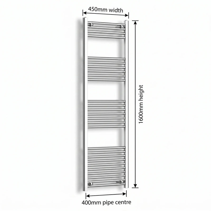 Chrome towel rail dimensions — 450mm × 1600mm