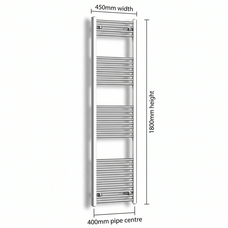 Chrome towel rail dimensions — 450mm × 1800mm