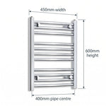 Chrome towel rail dimensions — 450mm × 600mm