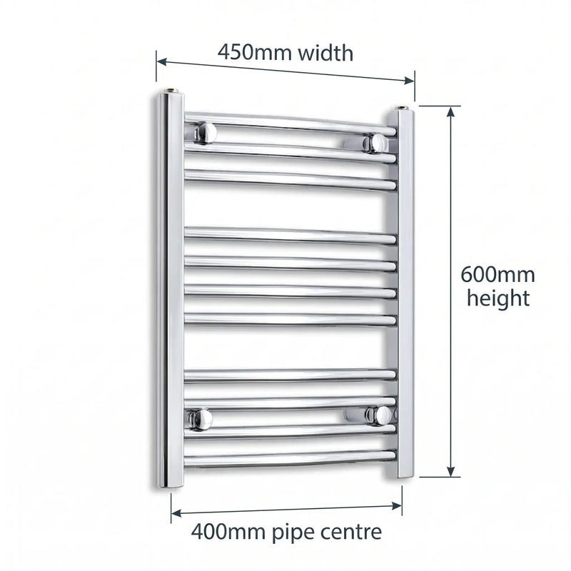 Chrome towel rail dimensions — 450mm × 600mm