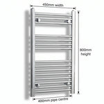 Chrome towel rail dimensions — 450mm × 800mm