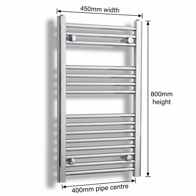 Chrome towel rail dimensions — 450mm × 800mm