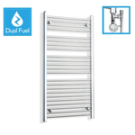 1200x750mm Chrome Dual Fuel Flat Heated Towel Rail Radiator