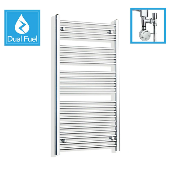 1200x750mm Chrome Dual Fuel Flat Heated Towel Rail Radiator
