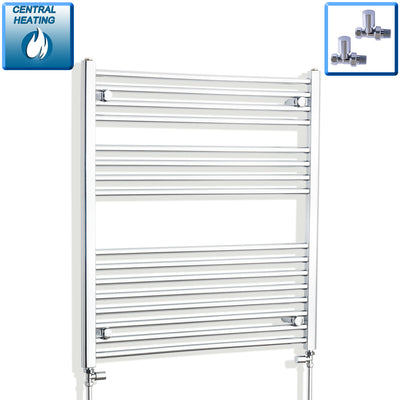 900x1000mm Heated Straight Towel Rail Radiator Chrome