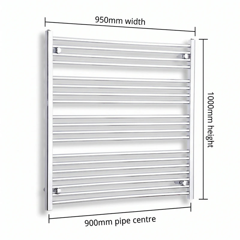 950mm x 1000mm Chrome Flat Towel Rail Dimensions and Specification Diagram