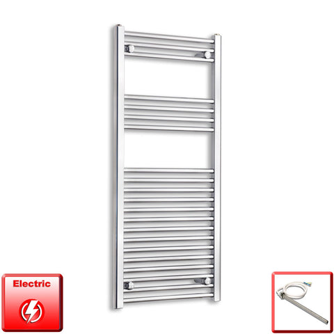 600mm Wide 1100mm High Pre-Filled Chrome Electric Towel Rail Radiator With Single Heat Element