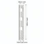 200mm x 1800mm White Flat Towel Rail Dimensions and Specification Diagram