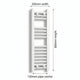 200mm x 800mm White Flat Towel Rail Dimensions and Specification Diagram