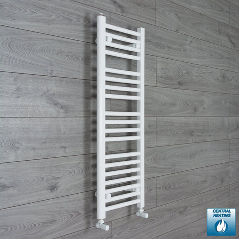 400mm Wide 1000mm High White Towel Rail Radiator With Angled Valve