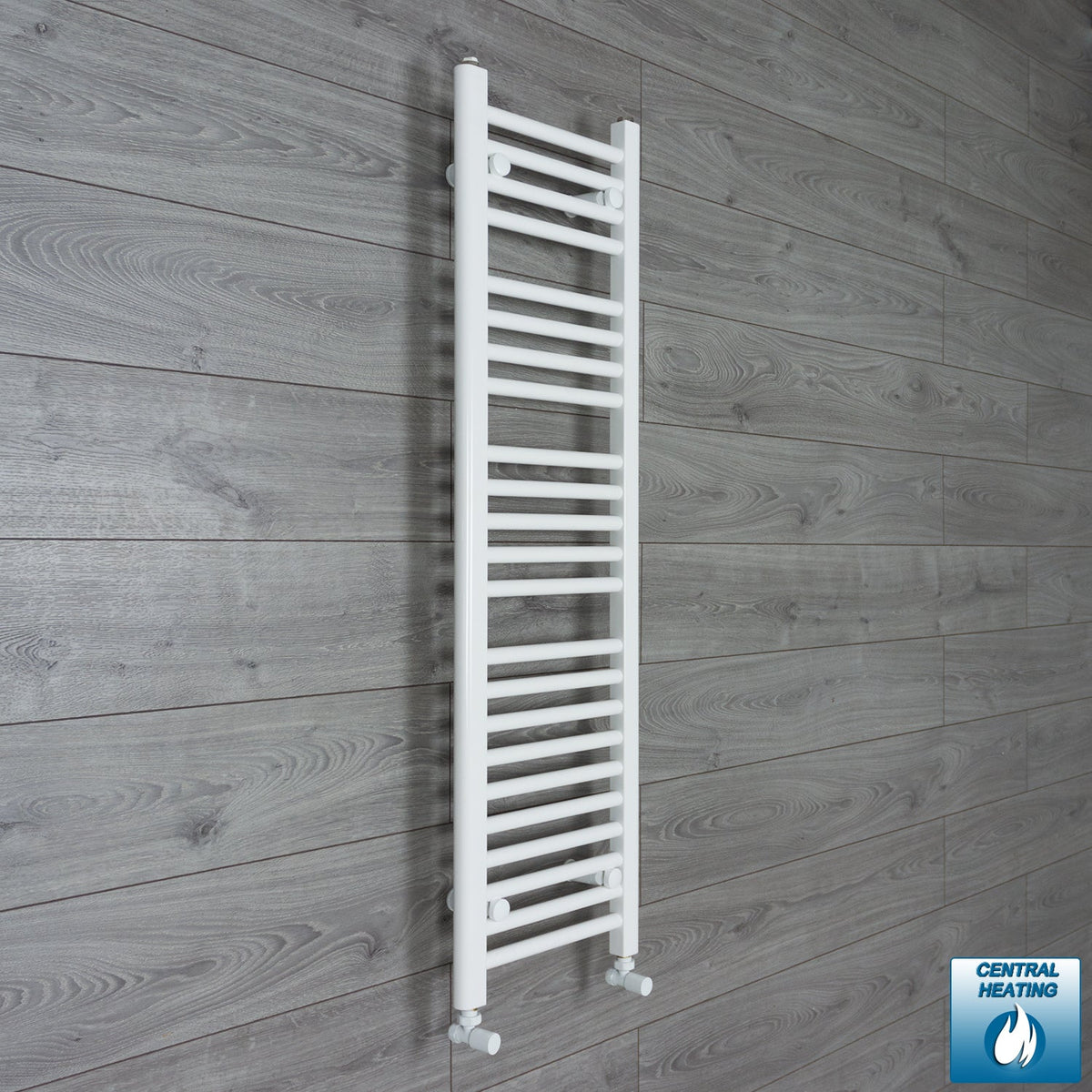 400mm Wide 1200mm High White Towel Rail Radiator With Angled Valve