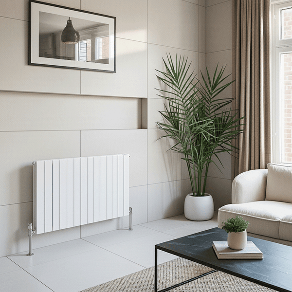 Elegant Flatty White Horizontal Column Panel Radiators – 600mm Height Single / Double