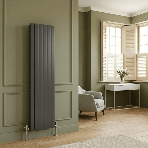 Elegant Flatty Anthracite Column Vertical Panel Radiator 1800 Height – Single/Double