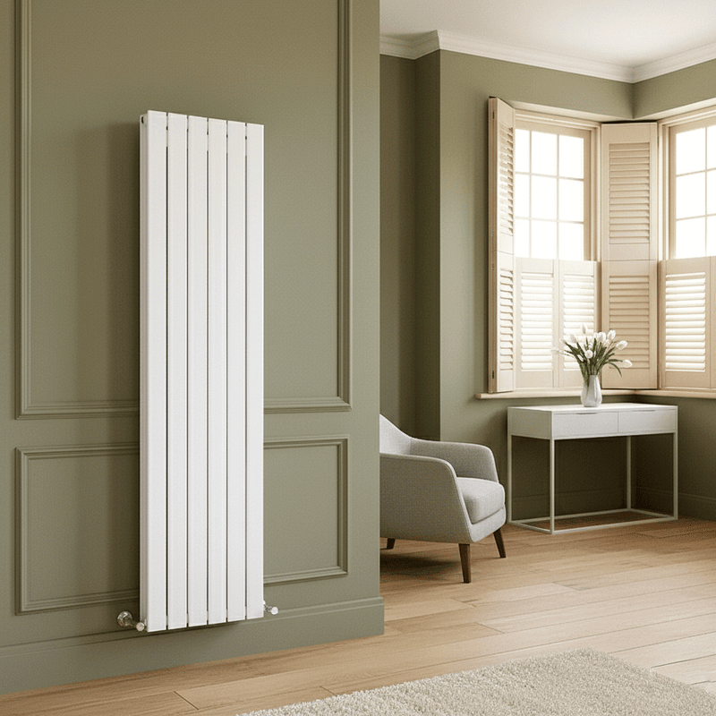 Elegant Flatty White Column Vertical Panel Radiator 1800 Height – Single/Double