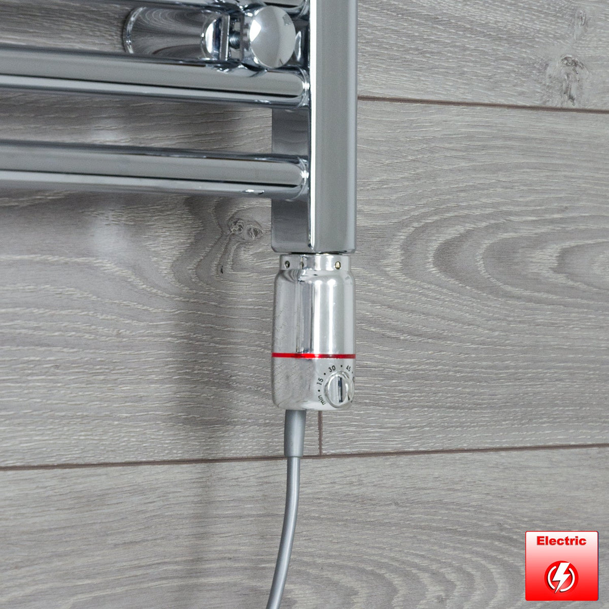 500mm Wide 600mm High Pre-Filled Chrome Electric Towel Rail Radiator With Thermostatic GT Element