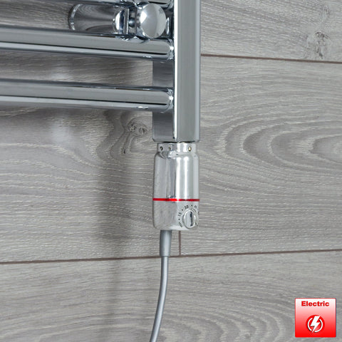 500mm Wide 760mm High Pre-Filled Chrome Electric Towel Rail Radiator With Thermostatic GT Element