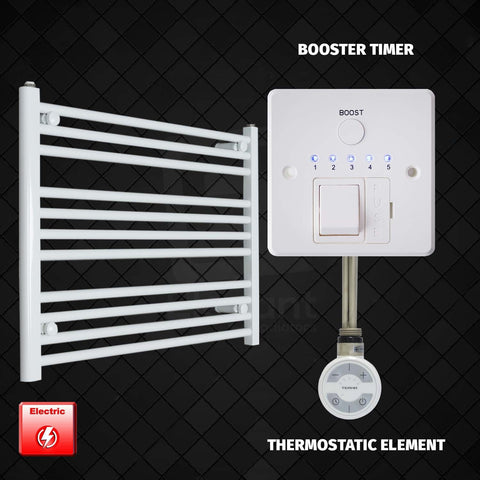 600 x 800 Pre-Filled Electric Heated Towel Radiator White HTR MOA Thermostatic element Booster timer