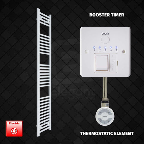 1800 x 300 Pre-Filled Electric Heated Towel Radiator White HTR MOA BOOSTER TIMER THERMOSTATIC ELEMENT