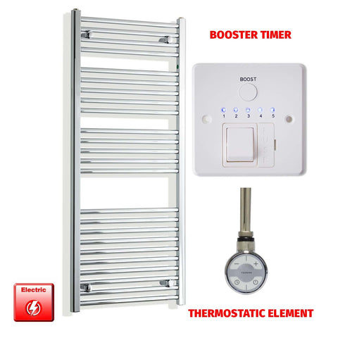 1300mm High 550mm Wide Pre-Filled Electric Heated Towel Radiator Chrome HTR MOA Element Booster Timer