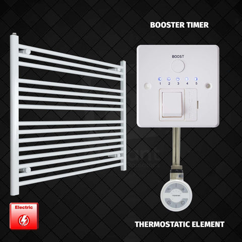 800 x 1200 Pre-Filled Electric Heated Towel Radiator White HTR MOA Thermostatic element Booster timer